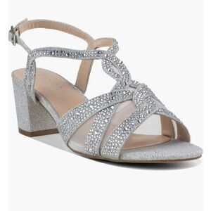 Paradox London Pink silver Nadia Block 2" heeled sandal size 9 NWT.